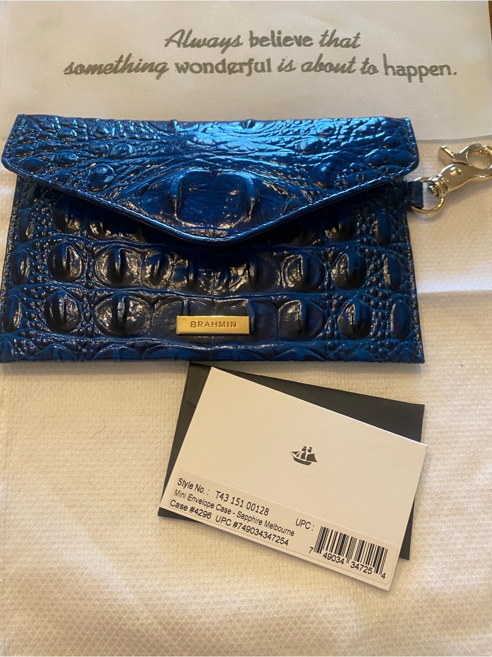 NWOT BRAHMIN sapphire Mini Envelope case / Passport wallet